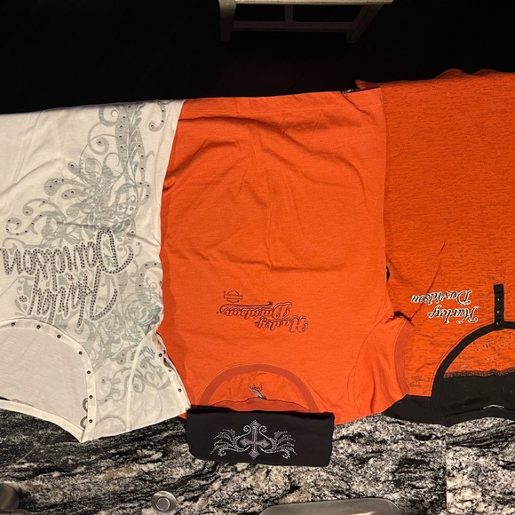 Harley-Davidson Tops - Harley-Davidson Orange and White Logo Tee Set